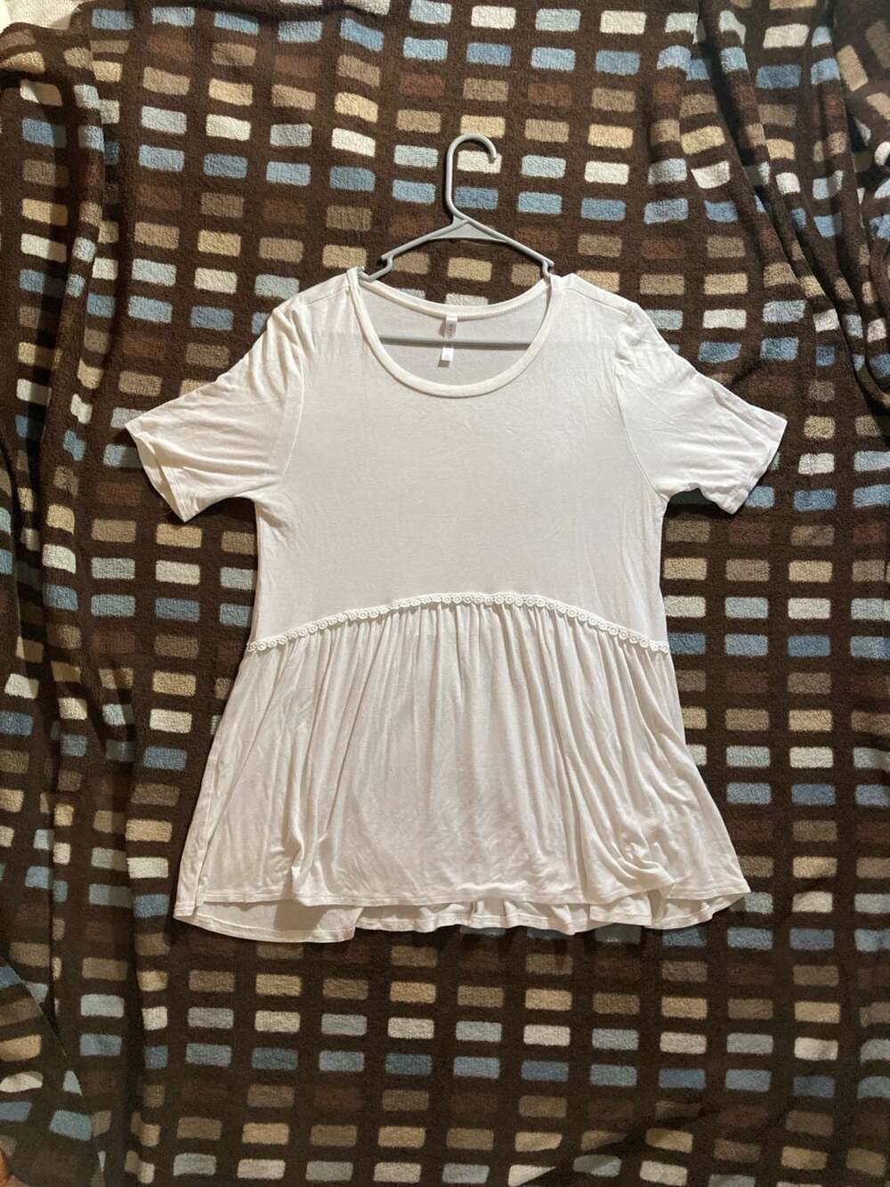 Watermelon White Short Sleeve Crochet Trim Babydoll Tunic